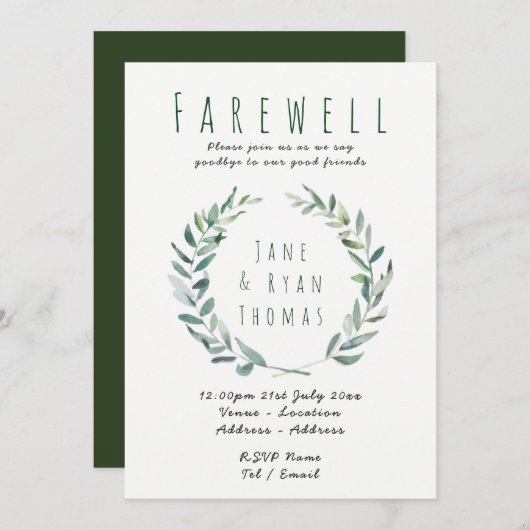 Afscheid Afscheidspartij Uitnodiging Roestige Blad (Voorkant / Achterkant)