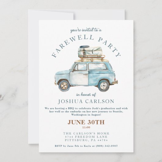 Afscheid Afstudeerder Waterverf Going Away Party Kaart (Voorkant)