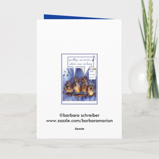 afscheid , au revoir , adios , ciao , bon voyage kaart (Achterkant)