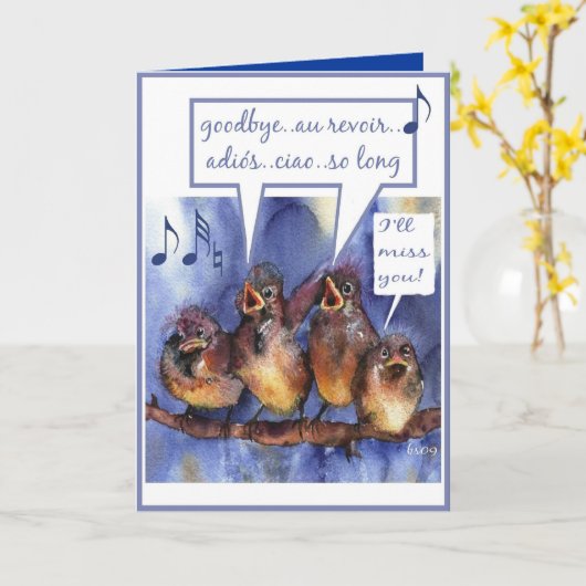 afscheid , au revoir , adios , ciao , bon voyage kaart (Gele Bloem)