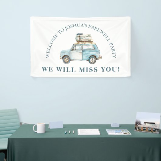 Afscheid Auto en Bagage gaan weg Party Welkom Spandoek (Beurs)