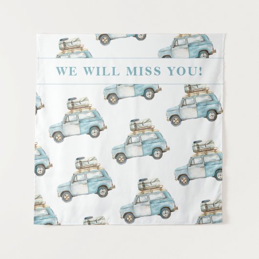 Afscheid Auto Going Away Party Welkom Achtergrond Wandkleed (Voorkant)