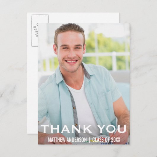 Afscheid Bedankt Modern Foto Postcard WBB Briefkaart (Voorkant / Achterkant)