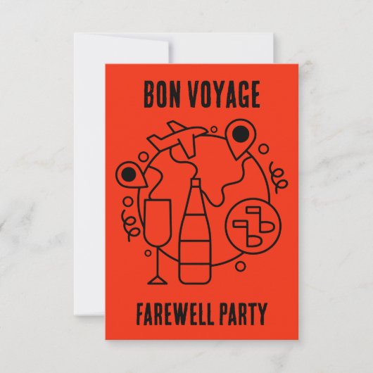 Afscheid Bon Voyage Party RSVP Kaartje (Voorkant)