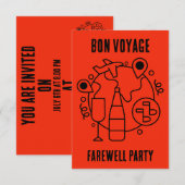 Afscheid Bon Voyage Party RSVP Kaartje (Voorkant / Achterkant)
