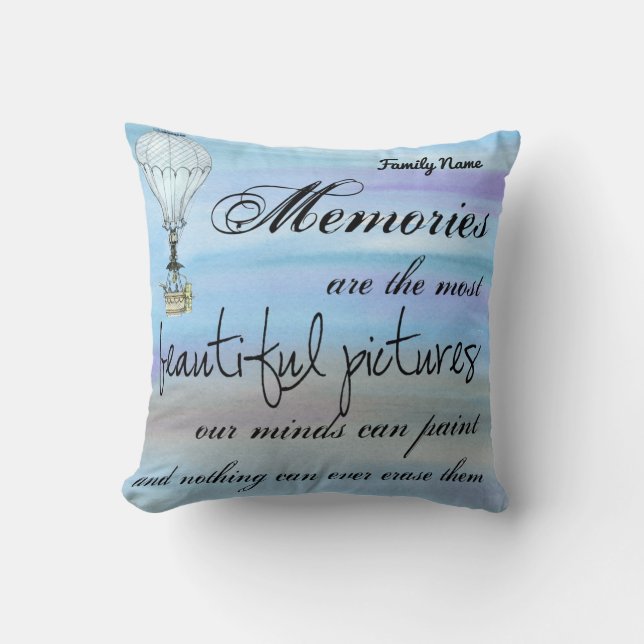 Afscheid Bonvoyage Geschenk Heet Luchtballon Naam  Kussen (Voorkant)