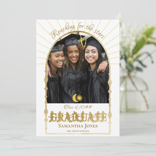 Afscheid Celestiale Astronomie Ruimte Afstudeerfot Kaart (Staand voorkant)