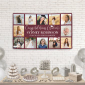 Afscheid Congrats 12 Foto Collage Maroon Spandoek