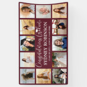 Afscheid Congrats 12 Foto Collage Maroon Spandoek (Verticaal)