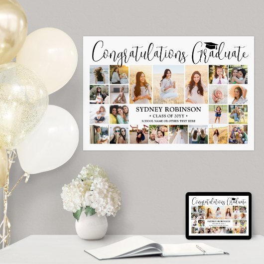 Afscheid Congrats 23 Foto Collage Modern Wit Poster