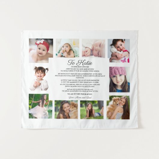 Afscheid dag 10 Foto naar dochter Sentimenteel Wandkleed (Voorkant (horizontaal))