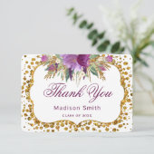 Afscheid Dank Je Florale Gouden Glitters Confetti Kaart (Staand voorkant)