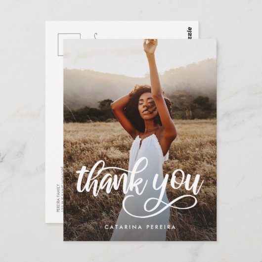 Afscheid Dank Je Foto Moderne Script Afgestudeerde Briefkaart (Voorkant / Achterkant)