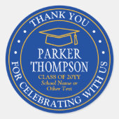 Afscheid Dank Je Modern Koningsblauw Goud Geel Ronde Sticker (Voorkant)