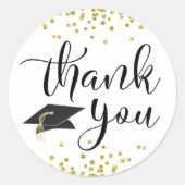 Afscheid Dank Je Script Zwart Goud Confetti Ronde Sticker (Voorkant)