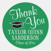 Afscheid Dank Script Groen Wit en Zwart Ronde Sticker (Voorkant)