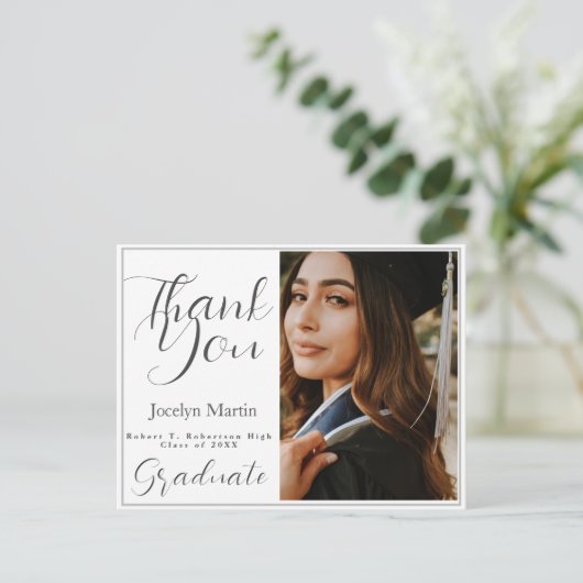 Afscheid eenvoudig script foto dank je wel  briefkaart (Staand voorkant)