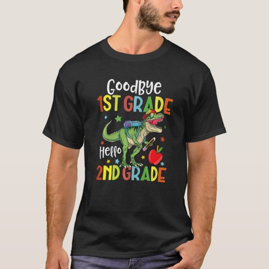 Afscheid eerste graad Hallo tweede graad Dinosaur  T-shirt (Voorkant)
