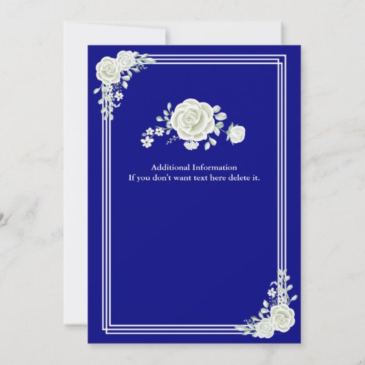 Afscheid Elegant Script Blauw Wit Rose Party Kaart (Achterkant)