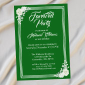 Afscheid Elegant Script Groen Wit Rose Party Kaart