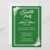 Afscheid Elegant Script Groen Wit Rose Party Kaart (Voorkant)