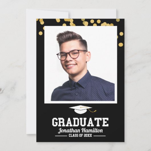 Afscheid Foto Bedankt Zwart Goud Kaart (Voorkant)