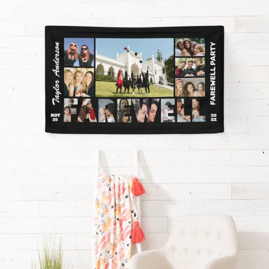 Afscheid Foto Collage Pensioenfeest Verwelkoming Spandoek (Insitu)