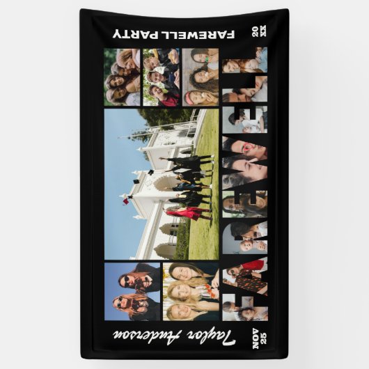 Afscheid Foto Collage Pensioenfeest Verwelkoming Spandoek (Verticaal)