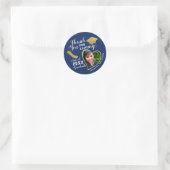 Afscheid Geschenk Blauw Wit Goud Klas 2026 Ronde Sticker (Tas)