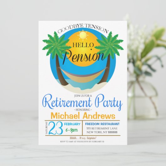 Afscheid Hallo Pensioenpartij Kaart (Staand voorkant)