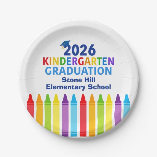 Afscheid kleuterschool 2026 aangepaste schoolfeest papieren bordje (Voorkant)