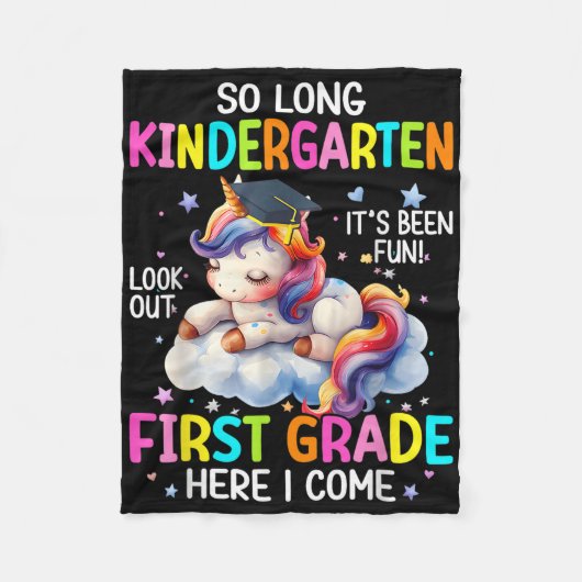 Afscheid Kleuterschool Afstuderen Cl 2025 Eenhorin Fleece Deken (Voorkant)