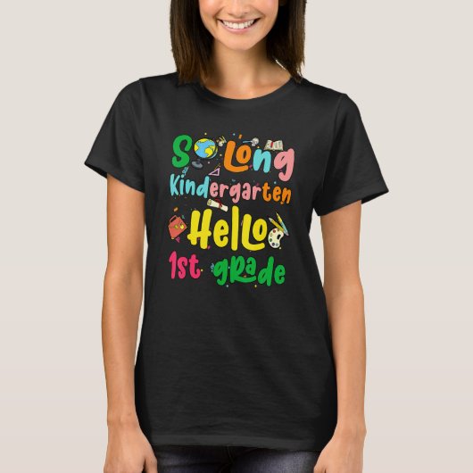 Afscheid kleuterschool Hallo 1e leerjaar T-shirt (Voorkant)