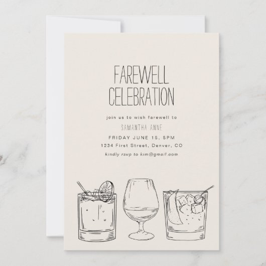 Afscheid Moving Pensioen Partij Nodig Drinken Kaart (Voorkant)