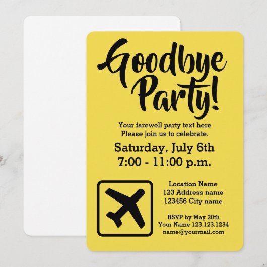 Afscheid nemen van feestelijke uitnodigingen (Voorkant / Achterkant)