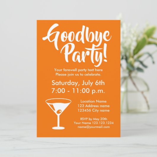 Afscheid nemen van feestelijke uitnodigingen (Staand voorkant)