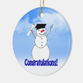 Afscheid nemende Sneeuwman met Diploma Keramisch Ornament (Links)