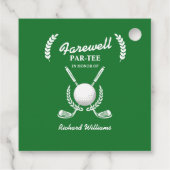 Afscheid pensioen golfclubs krans themafeest bedankjes labels (Achterkant)