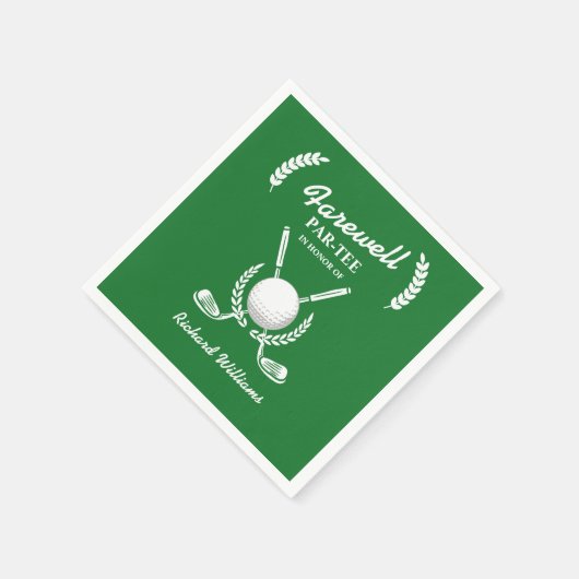 Afscheid pensioen golfclubs krans themafeest servet (Hoek)