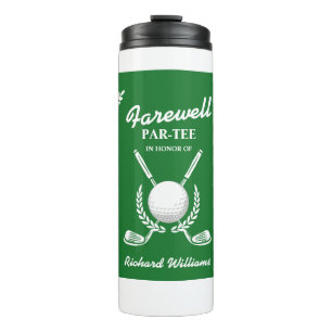 Afscheid pensioen golfclubs krans themafeest thermosbeker