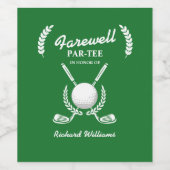 Afscheid pensioen golfclubs krans themafeest wijn etiket (Enkel label)