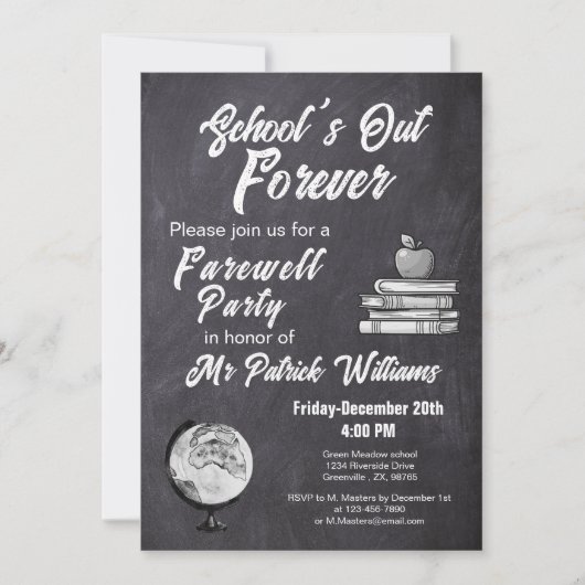 Afscheid Pensioen Onderwijzer Nostalgisch Schoolbo Kaart (Voorkant)