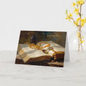 Afscheid Priester Kaart met Rozenkrans en Boek (Gele Bloem)