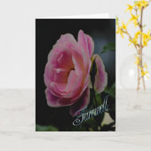 Afscheid roze roos tot ziens tot ziens kaart (Gele Bloem)