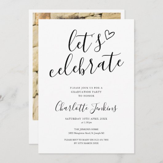 Afscheid Script Hart Foto Afsluitingsfeest Kaart (Voorkant / Achterkant)