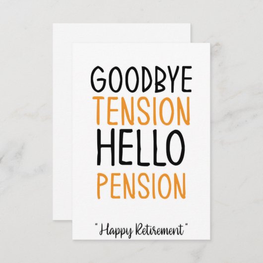 Afscheid spanning hallo pensioen Fun Giftcard Bedankkaart (Voorkant / Achterkant)