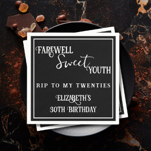 Afscheid Sweet Youth RIP 20s Black 30th Birthday Servet