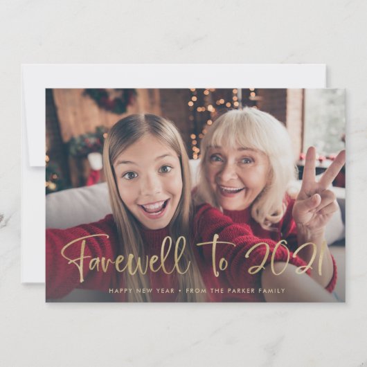 Afscheid van 2021 | Gelukkig Nieuwjaar 2022 Twee F Feestdagenkaart (Voorkant)