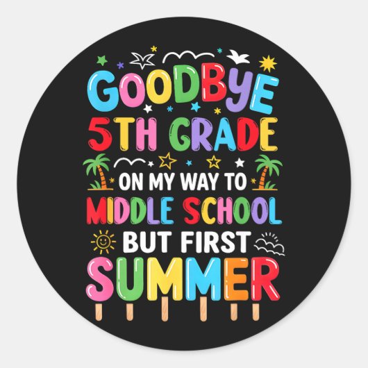 Afscheid van de 5e klas afstuderen aan de middelba ronde sticker (Voorkant)