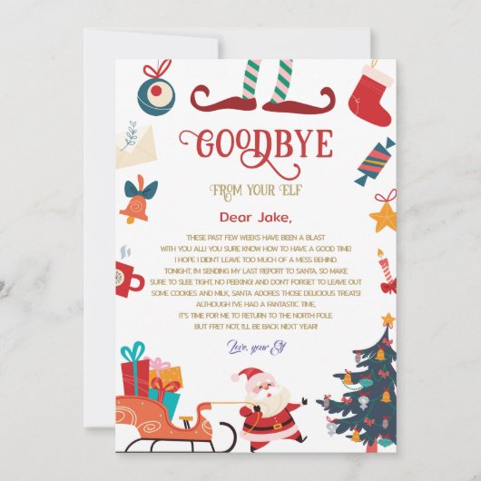 Afscheid van de kerstbrief van Elf Kaart (Voorkant)